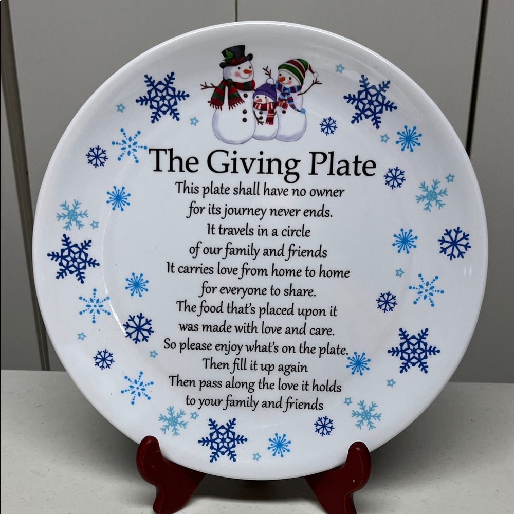 Christmas Giving Plate Snowman Snowflake Holiday Pass Along Platter 12”